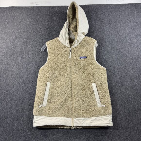 Patagonia Los Gatos Reversible Vest Women's Medium Beige Ivory Stone Full Zip - Picture 1 of 10